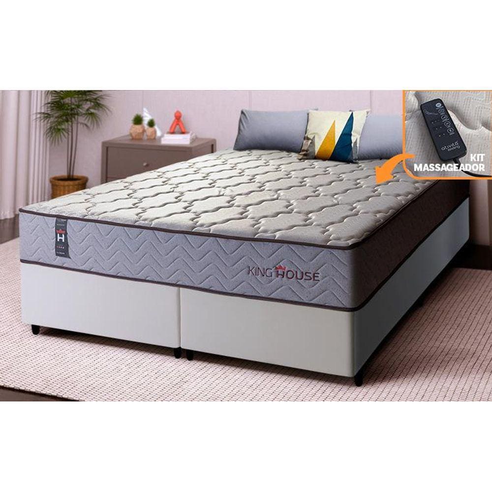 Conjunto Cama Box Magnético Casal Soft Relax Bege 138x188x63