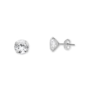 Brinco Ponto De Luz Zirconia Redonda Unissex Prata 925