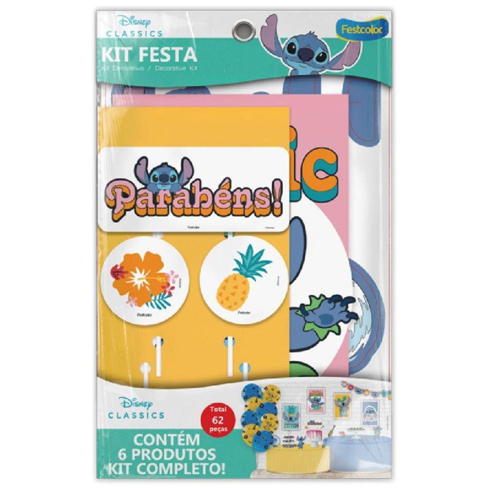 Kit Festa Stitch Festa Pronta Completa Com 62 Peças