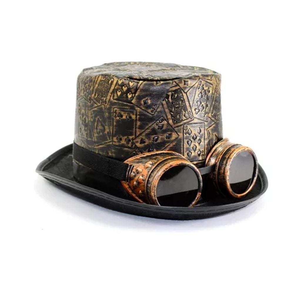 Cartola Cartas com Óculos Steampunk Aviador
