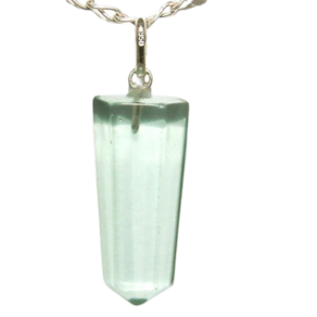Colar Pontinha Pedra Natural Obsidiana Verde Prata 950