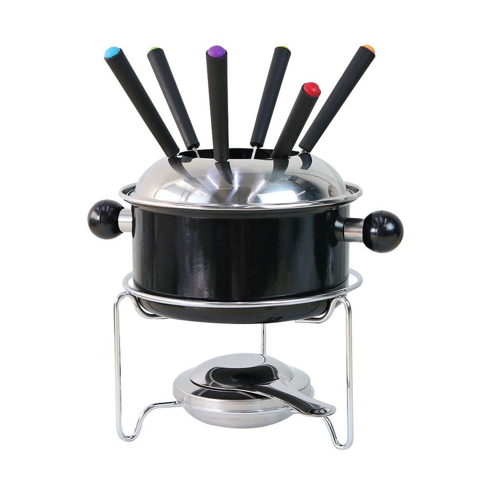 Jogo Para Fondue Esmaltado Preto 10 Peças