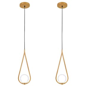 Kit 2 Luminárias Pendente Gota Globo Vidro Quarto Dourado