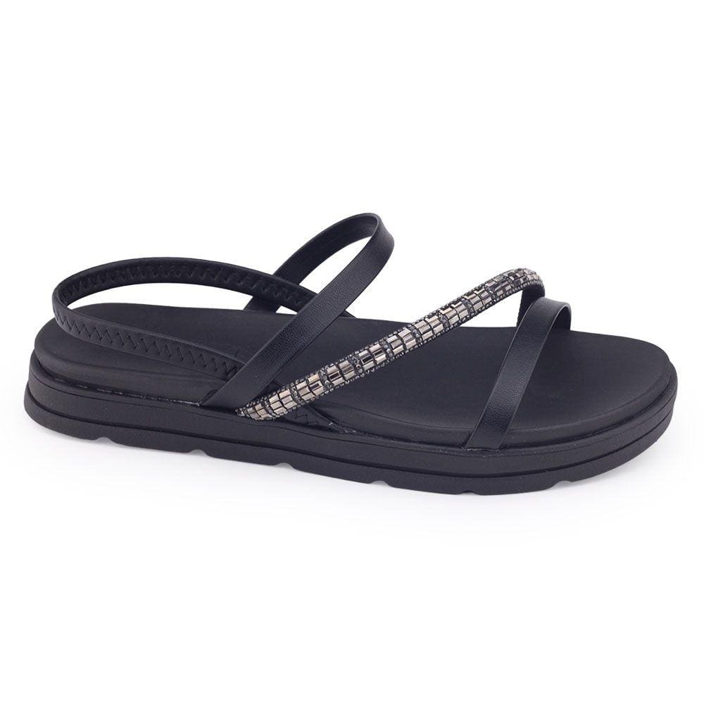Sandália feminina Moleca 5490.104 tira brilho elástic papete