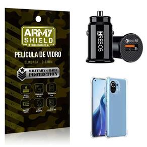 Carregador Veicular Turbo Com Capa Mi 11 Lite E Película 3D