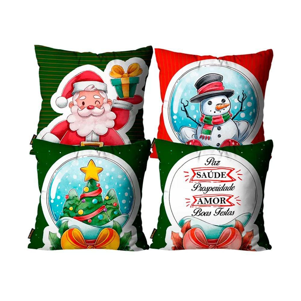 Kit 4 Capas de Almofadas Natal Verde