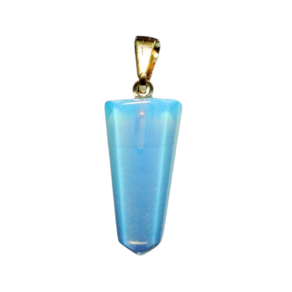 Colar Pontinha Pedra da Lua Opalina Presilha e Pino Dourado