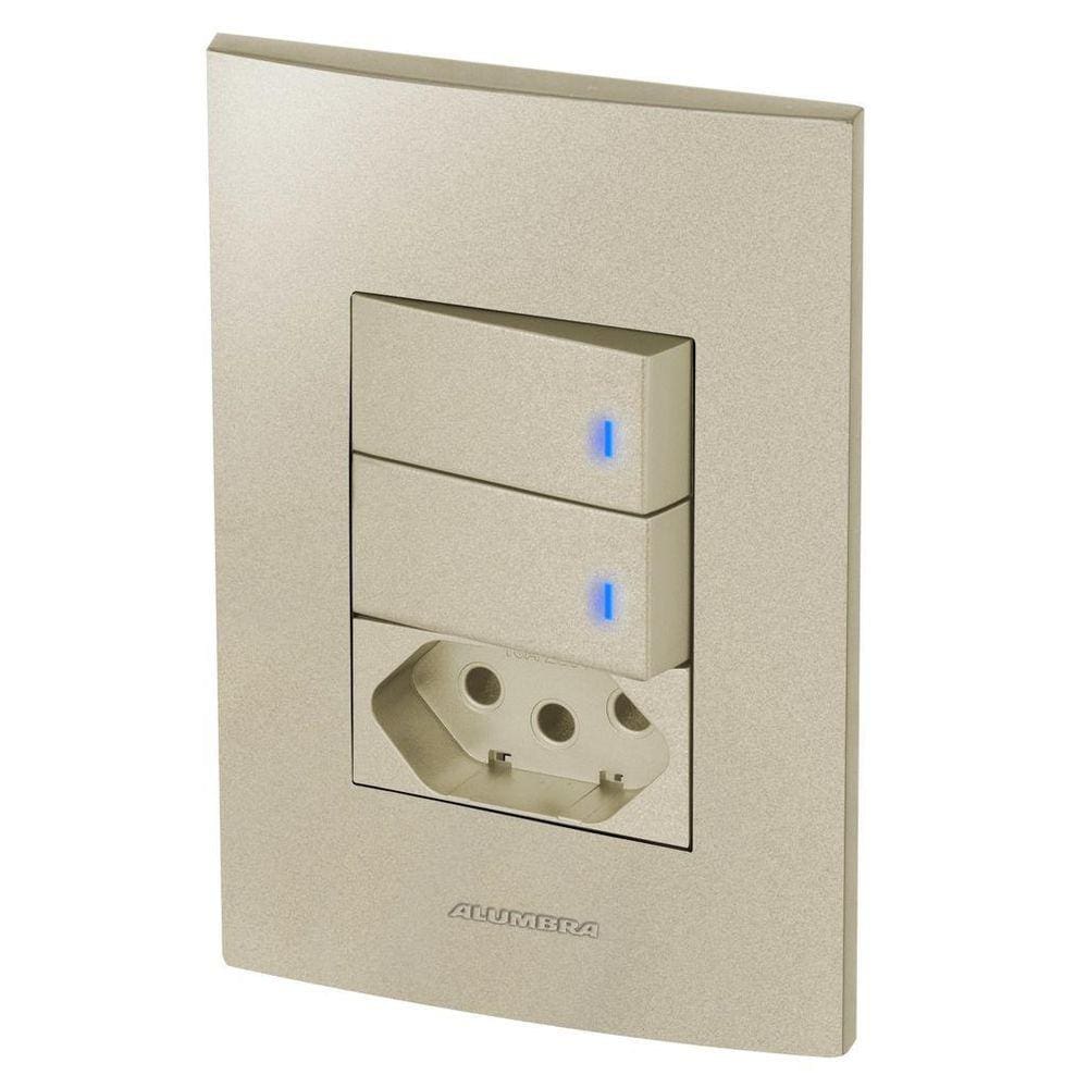 Conjunto 2 Interruptores Led + 1 Tomada 10A Inova Champanhe