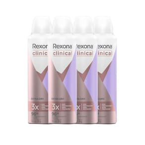 Kit Desodorante Aerosol Rexona Clinical Extra Dry 91g - 4 Unidades