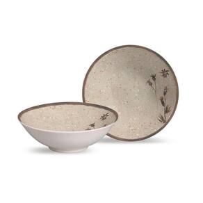Conjunto 6 Bowls Decorados 300ml Cerâmica Branco