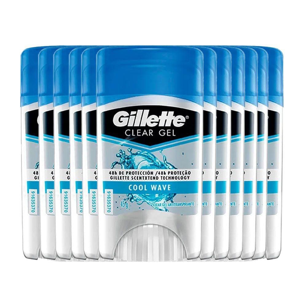 Kit Desodorante Gillette Mini Gel Cool Wave 45g - 12 Unidades