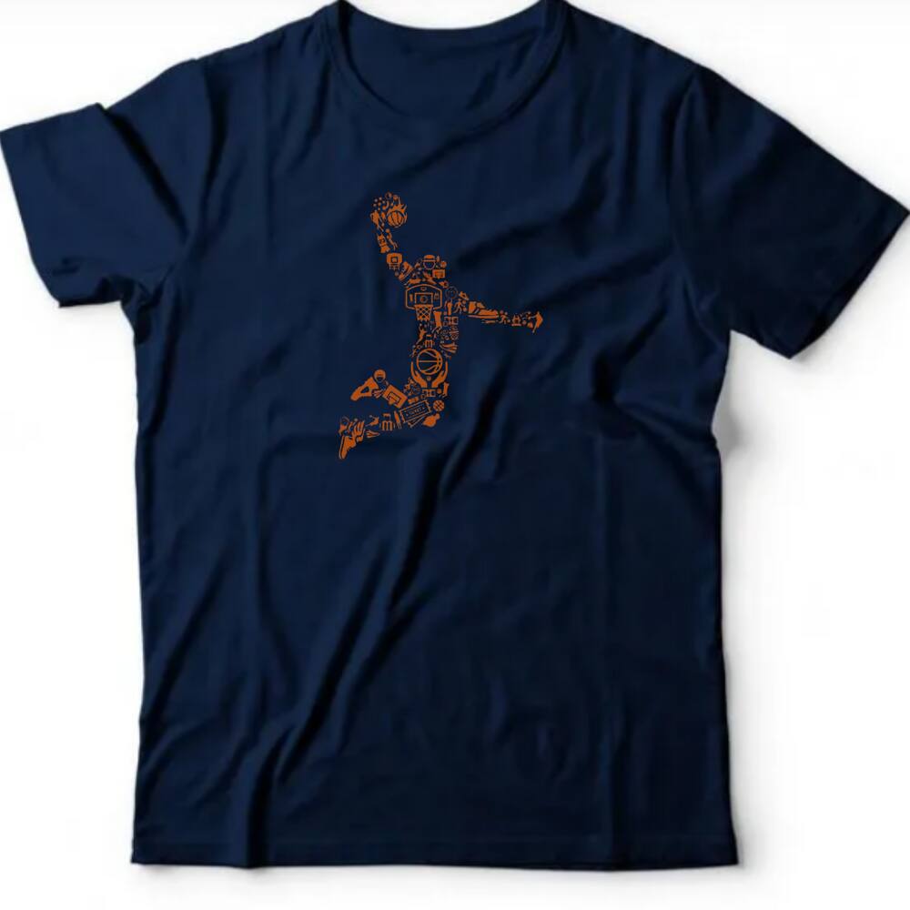 Camiseta algodão esportes - Enterrada Basquete