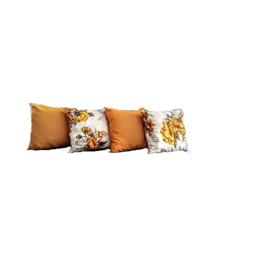 Kit Capa Para Almofada Floral Laranja 4 Peças