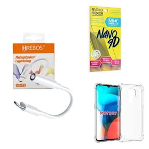 Capinha Motorola E7 + Adaptador P2 Para Tipo C + Película 9D