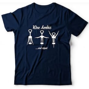 Camiseta algodão bebidas vinho -wine aerobics