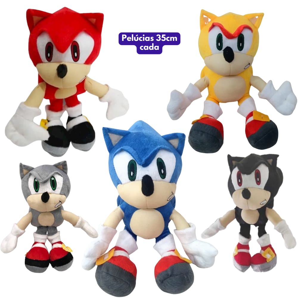 Pelúcia Sonic 35cm  5 Cores - 05 Personagens