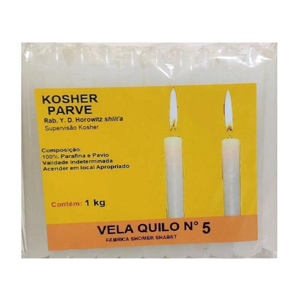 Vela Brilho Parve Kosher Numero 5 Pacote  1 Kg