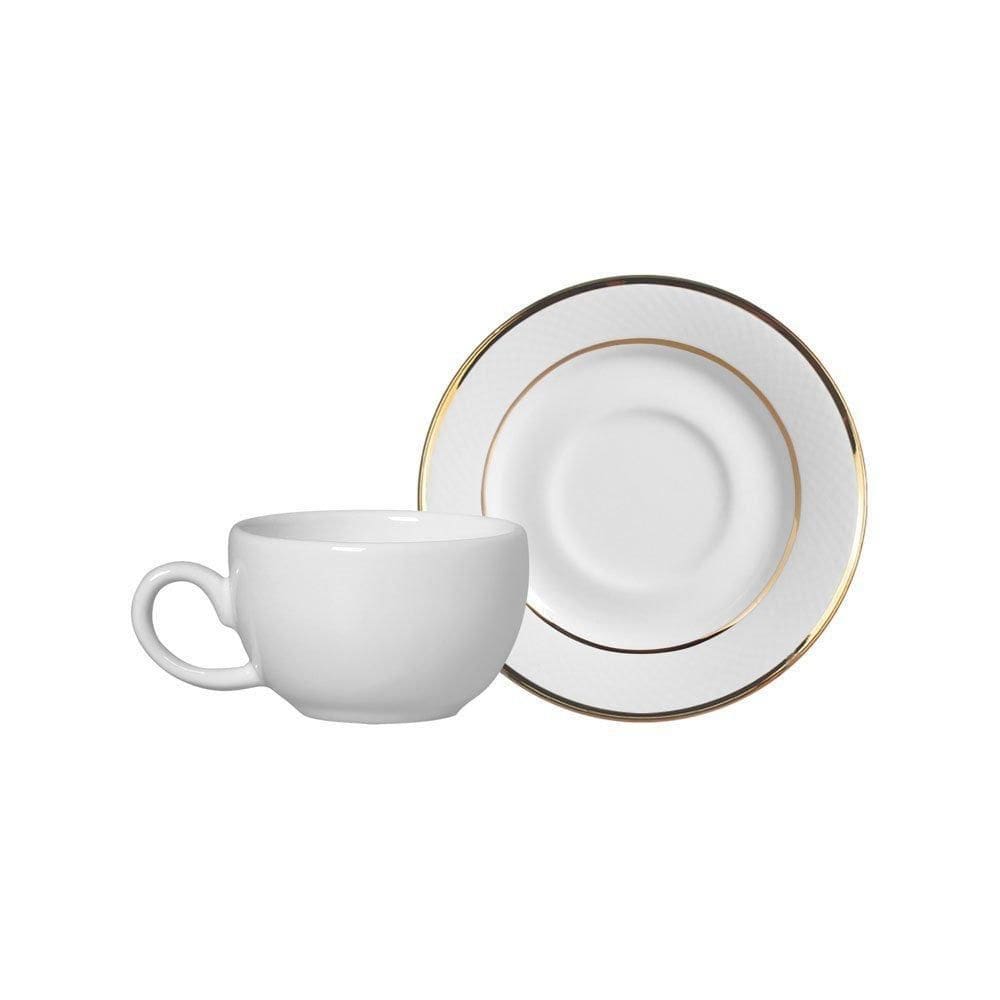 Xicara De Café Com Pires Relevo Ouro Alleanza 6 Peças