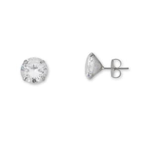 Brinco Ponto De Luz Zirconia Redonda Unissex Prata 925