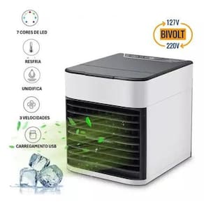 Ar Condicionado Portátil LED: 3 Velocidades, Umidificador