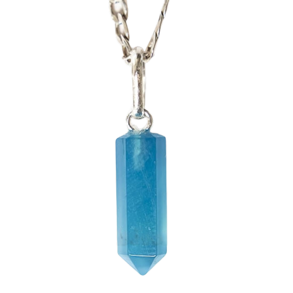 Colar Micro Pontinha Ágata Azul Montagem Prata 950