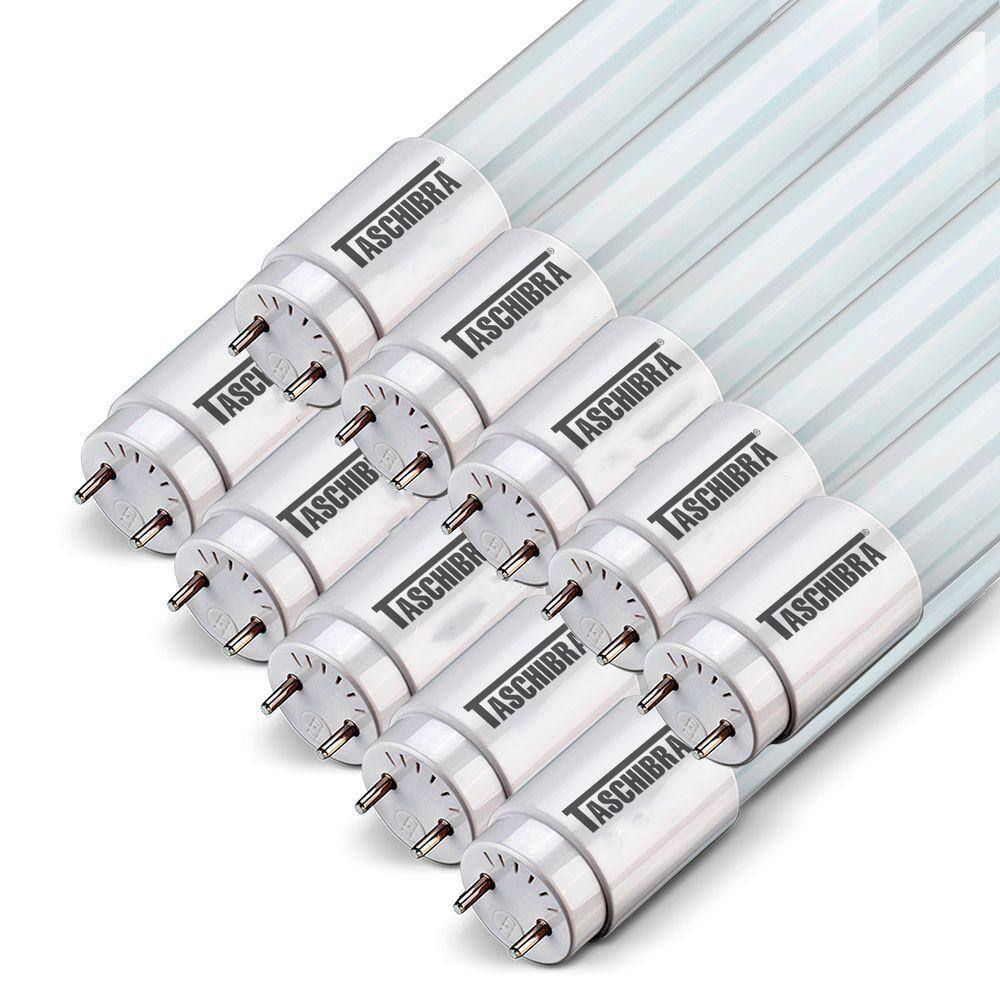 Kit 10 Lâmpadas Tubo Led T8 20,5w 120cm G13 Taschibra Bivolt 3000k Luz Quente