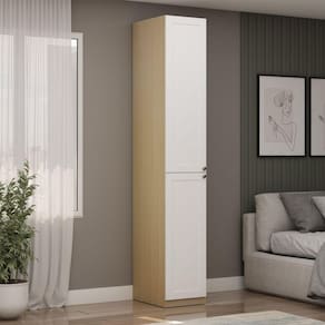 Guarda Roupa Modulado 2 Portas Provençais com Prateleiras 100% Mdf Infinity Savana/Branco