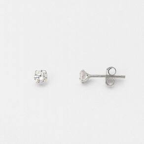 Brinco Ponto De Luz Zirconia Redonda Unissex Prata 925 4mm