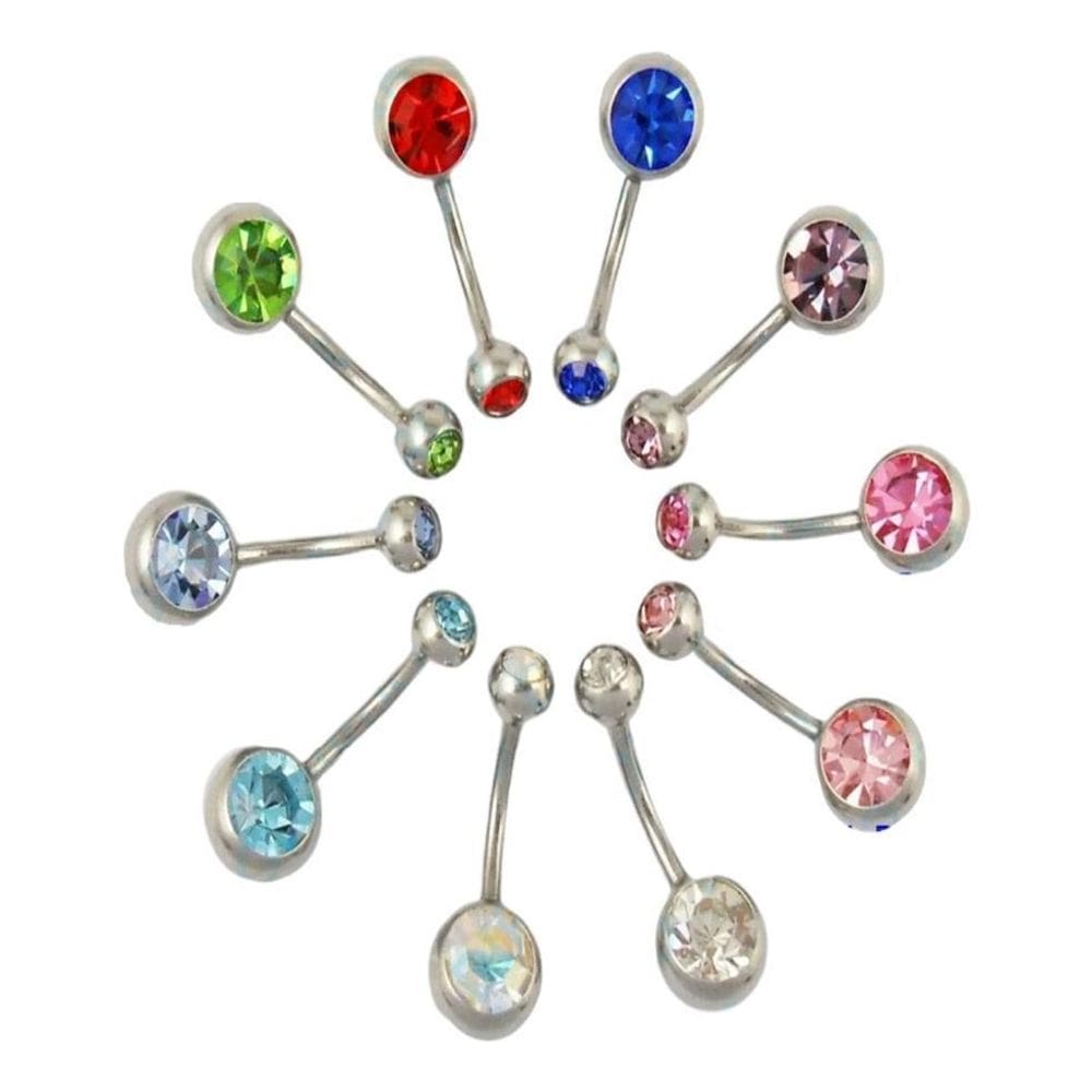 Piercing Umbigo Atacado 2 Pedras Aço Cirúrgico 10 Unidades