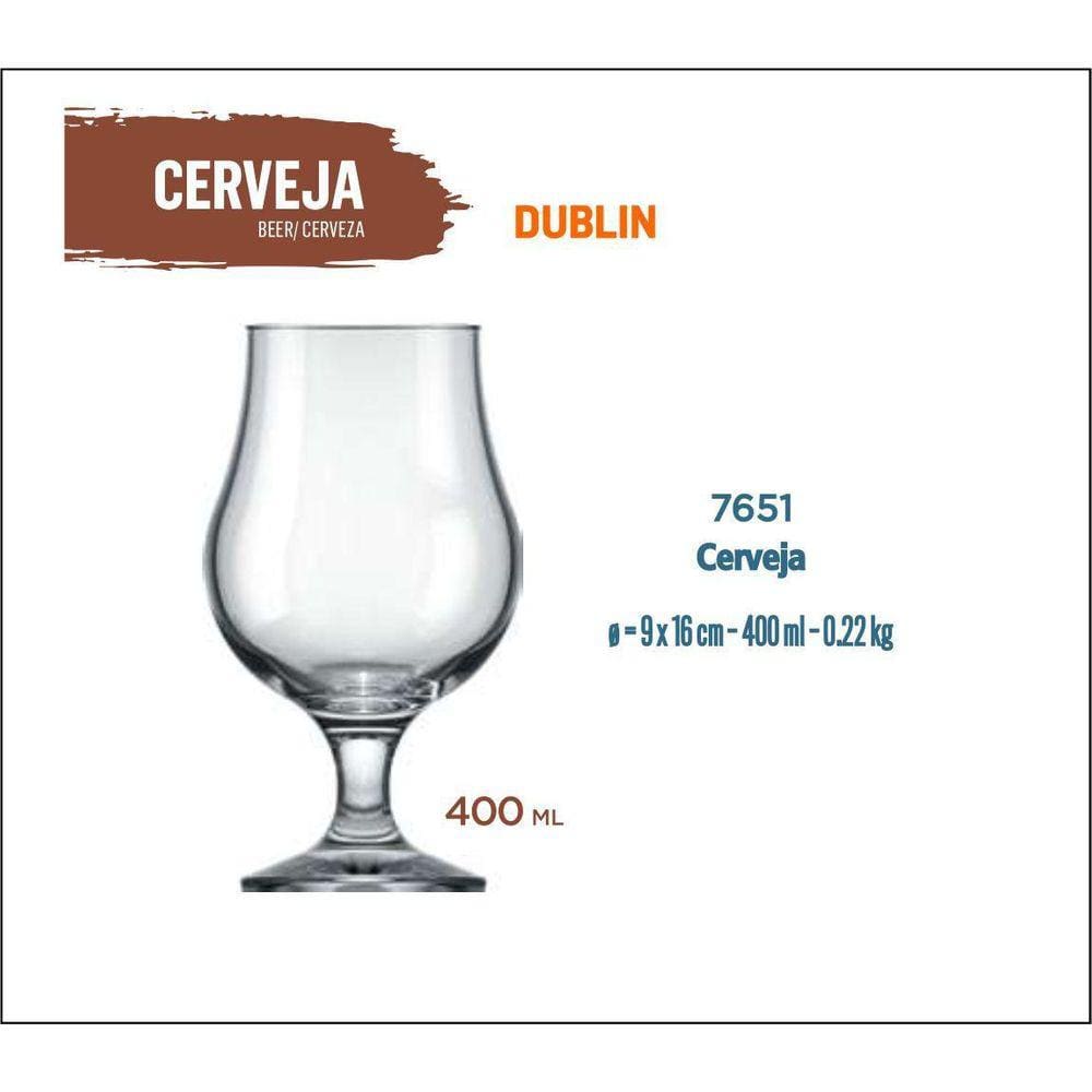 06 Taças Cerveja Dublin 400Ml-Artesanal-Pilsen-Premium-Ipa