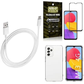 Capa Galaxy M13 + Cabo Usb Tipo C 2 Metros + Película 3D