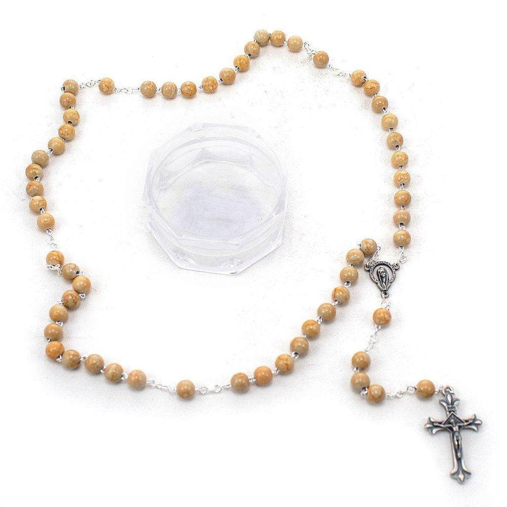 Terço Mesclado Plástico 8Mm Creme