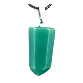 Colar Pontinha Pedra Quartzo Verde Presilha e Pino Prateado