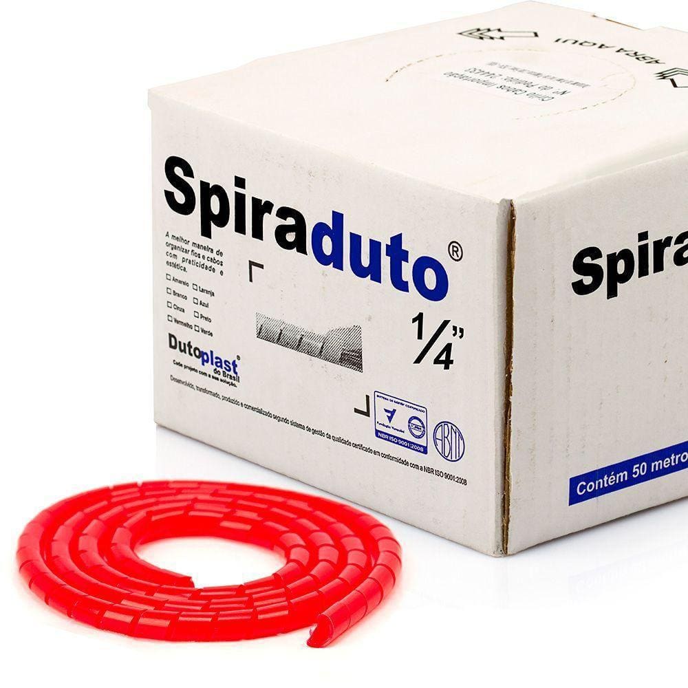 Spiraduto 1/4 Organizador De Cabos - Dutoplast Vermelho 1M