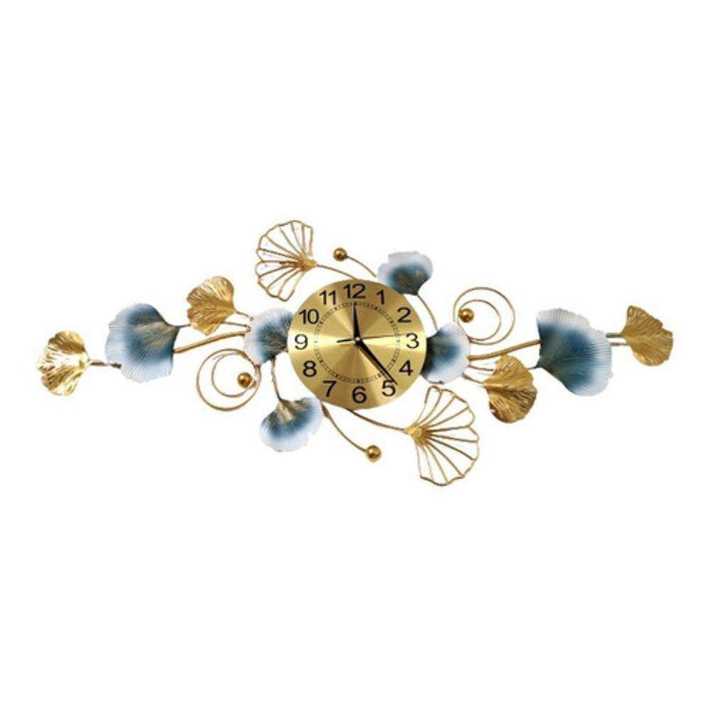 Relógio De Parede 3D Design Europeu Metal Folhas 100Cm