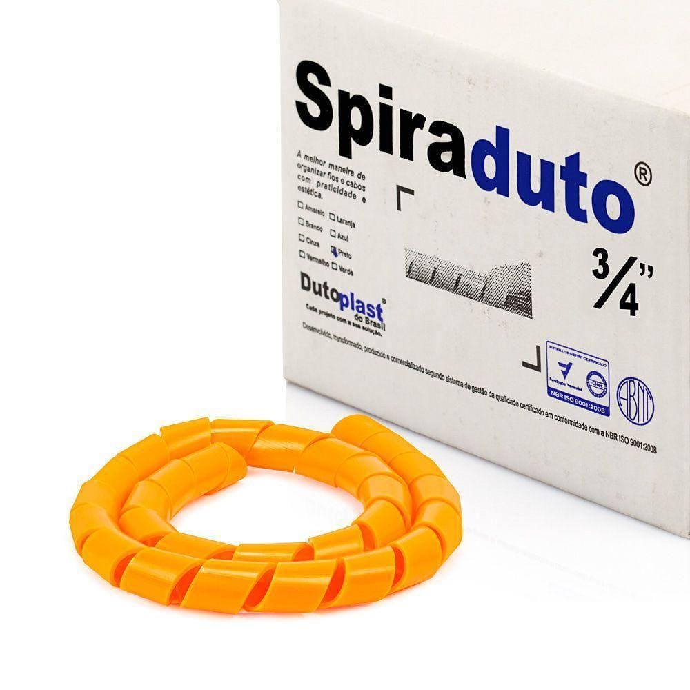 Organizador Fios E Cabos Spiraduto 3/4 Laranja - 25 Mt