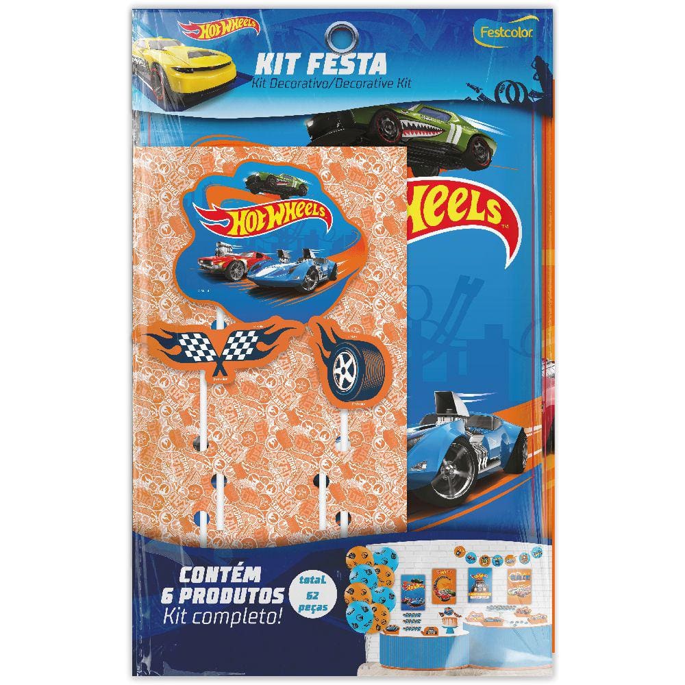 Kit Festa Pronta Hot Wheels 62 Peças