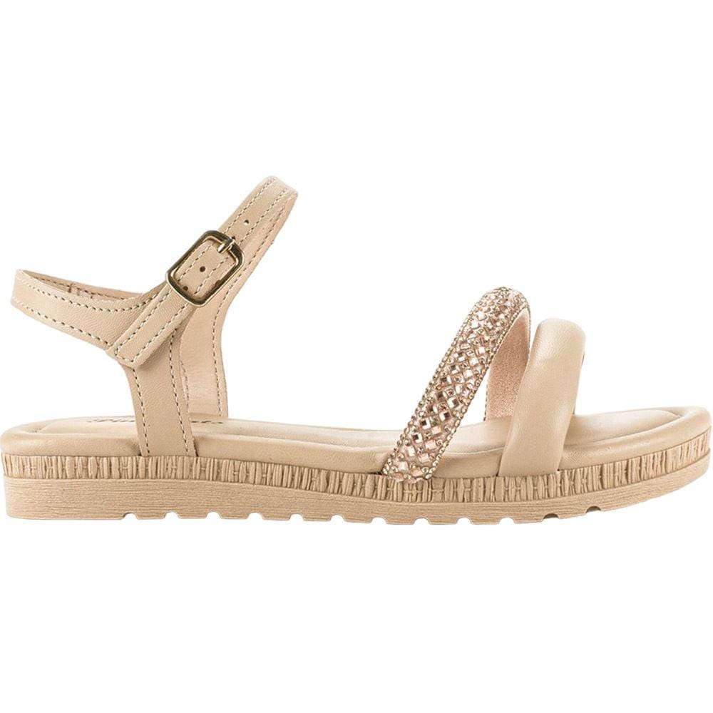 Sandália Infantil Menina Casual Fechamento em Fivela com Pedraria Flatform Pink Cats V3972