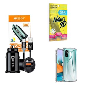 Carregador Veicular + Capinha Xiaom Mi Note10S + Película 9D