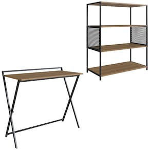 Escrivaninha Dobravel Estante 94X77 Cm Industrial 22X24 Preto Mell PP