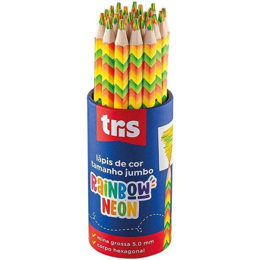 Lápis de Cor Jumbo Neon 24 Cores 5,5mm - Madeira