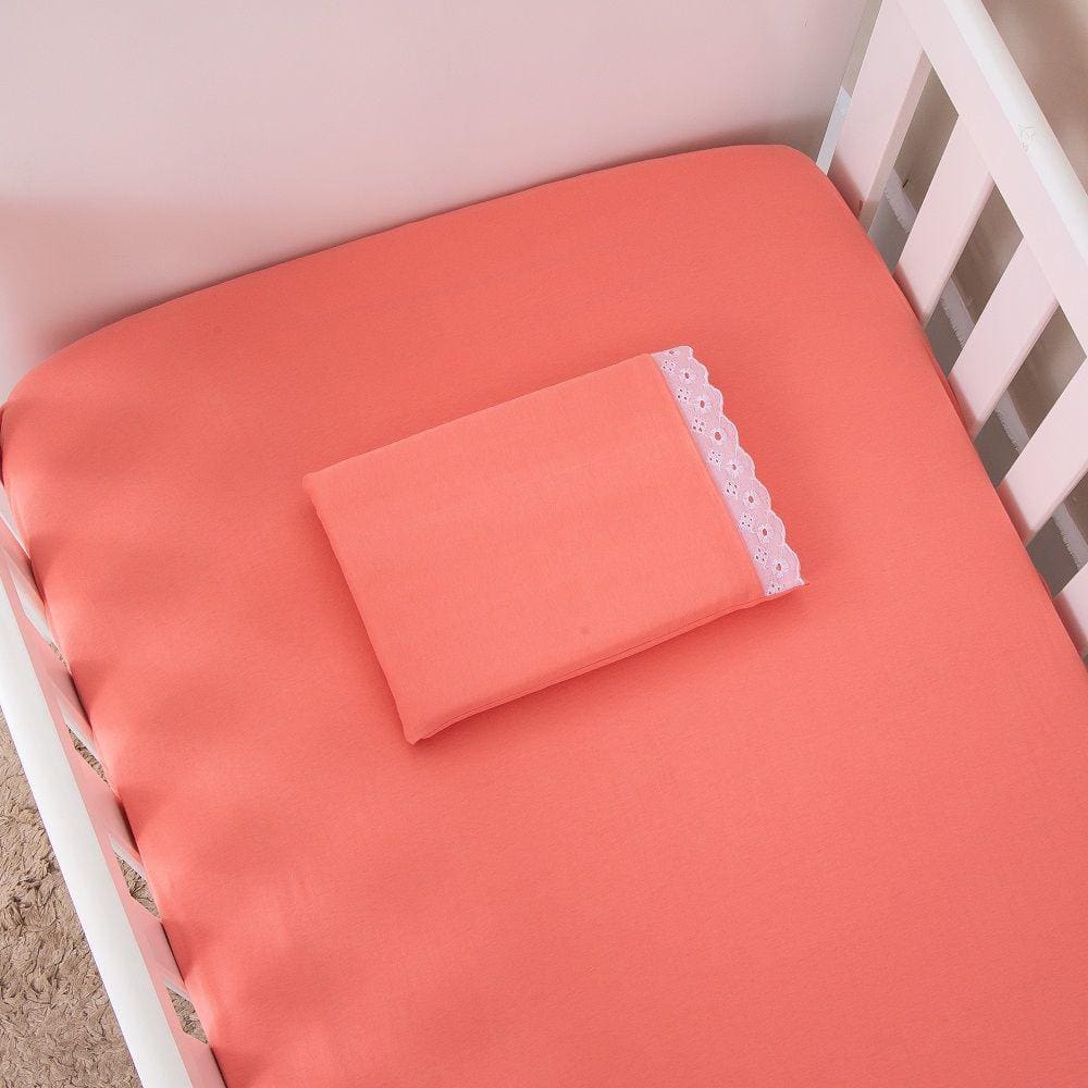 Jogo Lençol E Fronha Berço Americano 2 Peças Coral