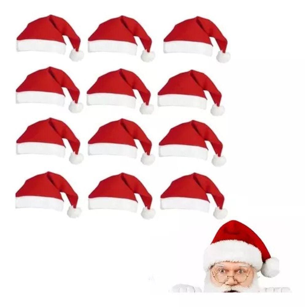 Kit C/12 Gorro Papai Noel Final Ano Natal Festa Comemoraçao