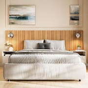 Cabeceira Para Cama Box Com Efeito Ripado Cross Casal 144,70x60cm Freijó - Movelove