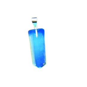 Colar Pontinha Pedra da Lua Opalina Pino e Presilha Prateado