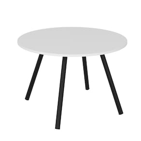 Mesa Redonda 90cm Pé Palito Débora Preto fosco / Branco