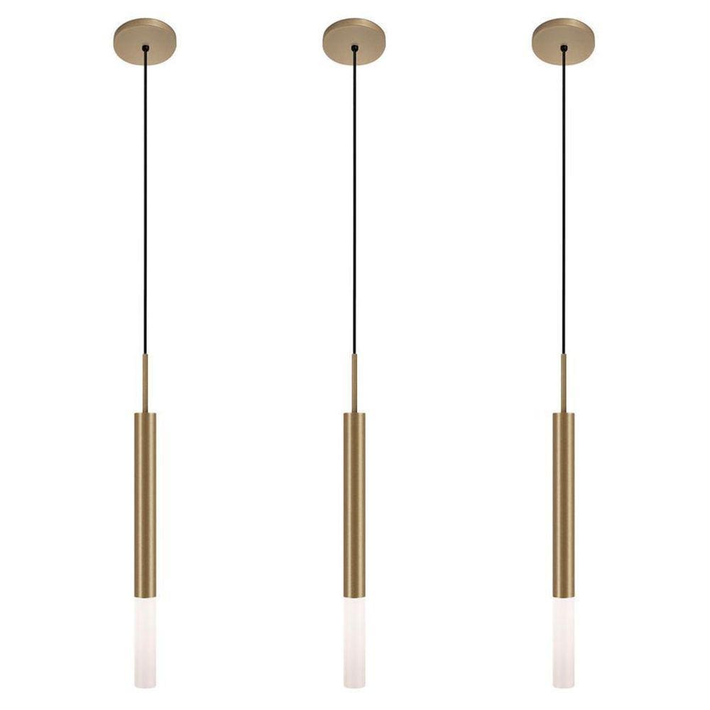 Kit 3 Pendentes Teto Luminária Tubo Difusor Mesa Sala Bronze