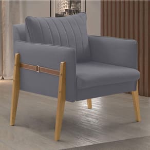 Poltrona Decorativa para Sala de Estar Orion Cinza