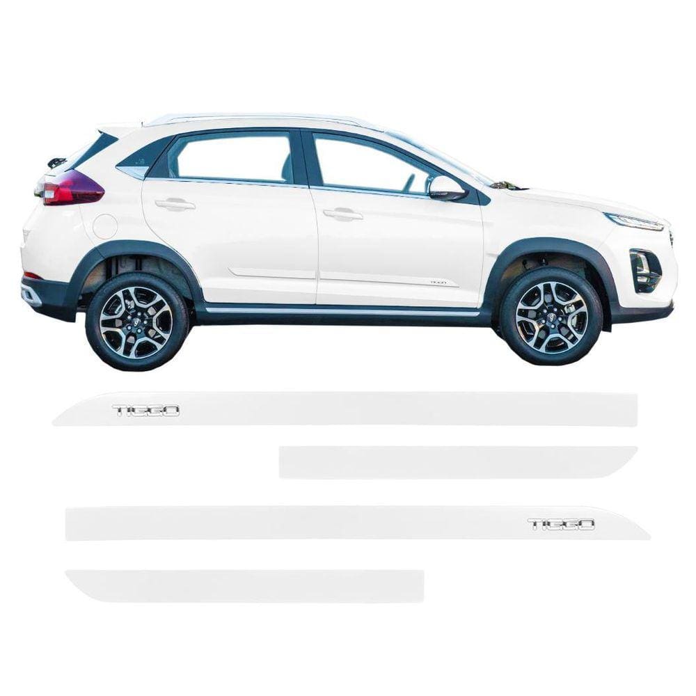 Friso Escrita Cromada Chery Tiggo 3 Branco Perolizado