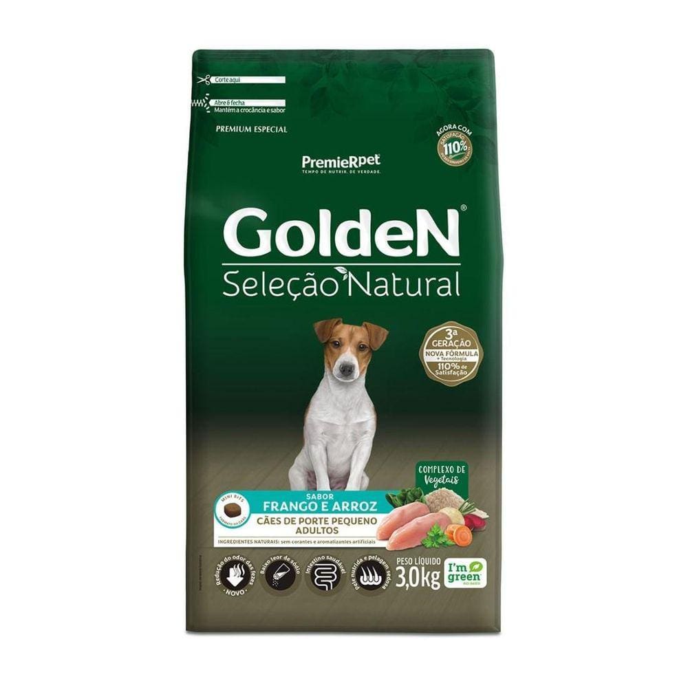 Ração Golden Seleção Natural Cães Adultos Pequeno 3Kg